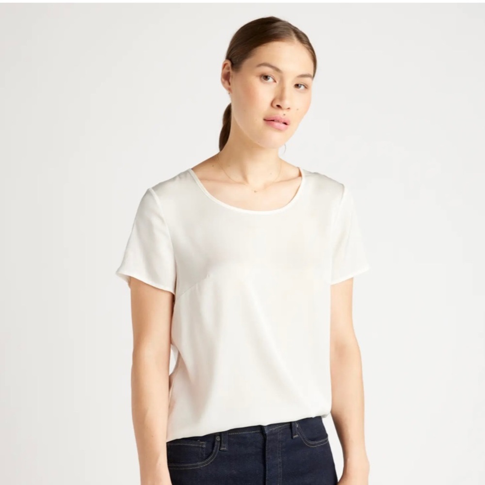 Ivory Quince Washable Silk Tee SMALL